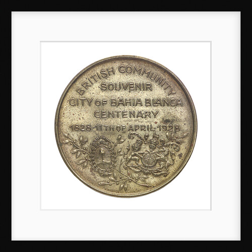 Medal commemorating the Bahia Blanca centenary, 1928; reverse by unknown