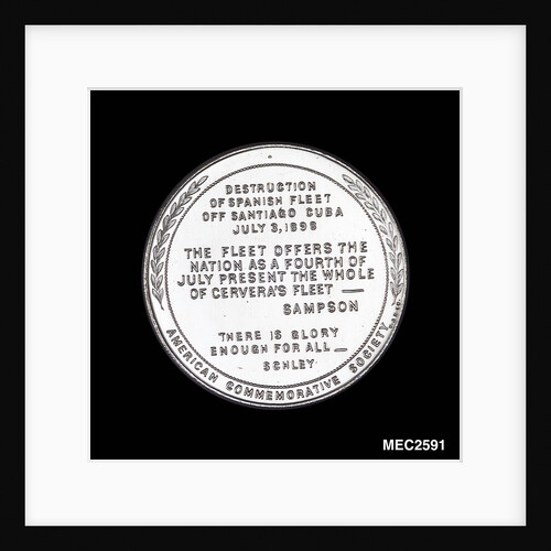Medal commemorating the destruction of the Spanish Fleet off Santiago Cuba, 1898 by W. & H. Co.