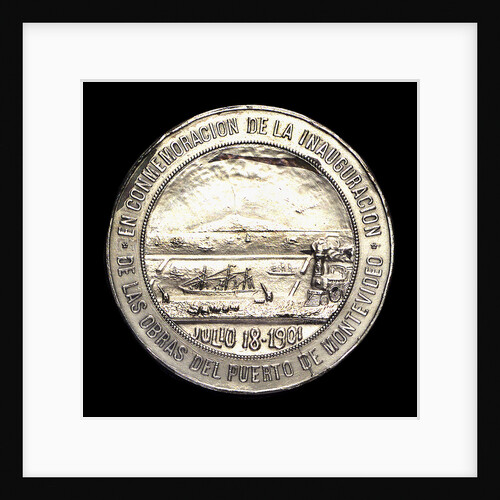 Medal commemorating the inauguration of the harbour works of Montevideo, 1901; reverse by J. Welker