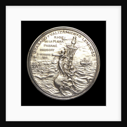 Medal commemorating the dredging and installation of lighted buoys on the rivers La Plata, Parana and Uruguay; obverse by J. Gottuzzo