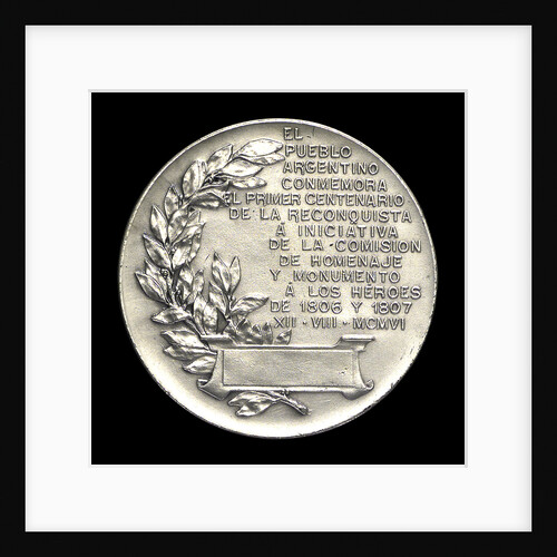 Medal commemorating the reconquest of Argentina, 1807; reverse by Rossi Bellagamba