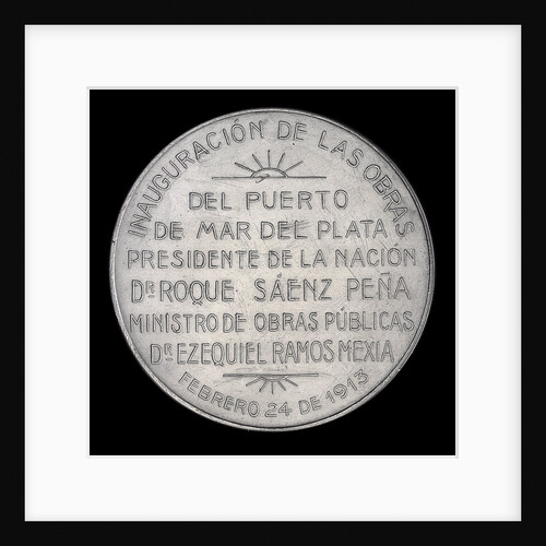 Medal commemorating the inauguration of the port of Puerto Mar Del Plata, 1910; reverse by J.M. Lubary