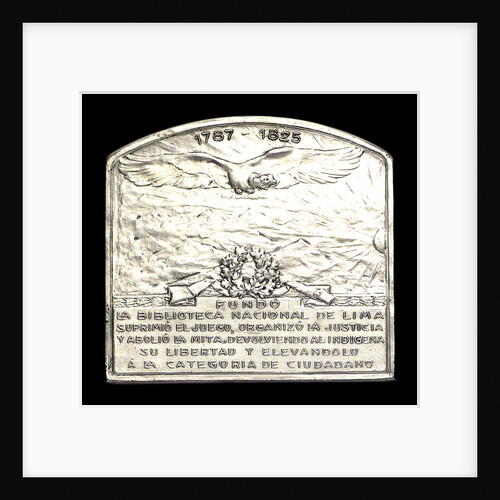 Plaque commemorating the homage of the Argentine navy to Dr B Monteagudo; reverse by Gottuzzo & Piana