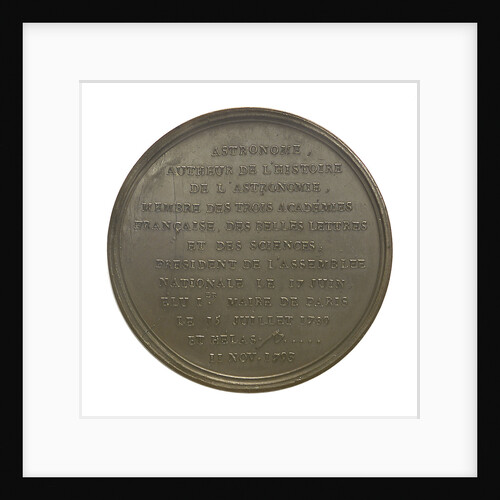 Commemorative medal depicting John Sylvanus Bailly (1736-93); reverse by unknown