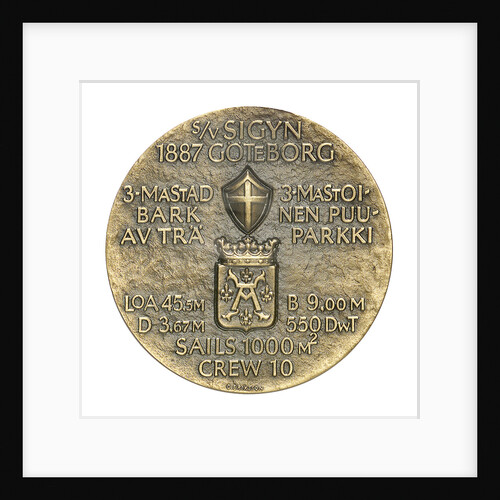 Commemorative medal depicting the three masted barque Sigyn - Abo Maritime Museum, Finland; reverse by O. Eriksson