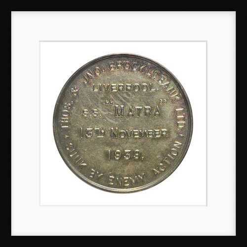 Medal commemorating the loss of  SS 'Matra', 1939; reverse by unknown