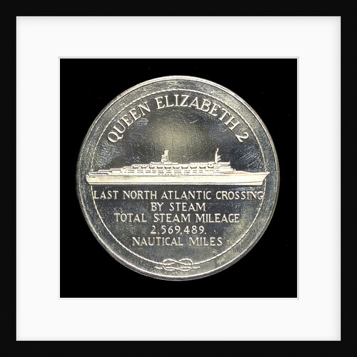 Medal commemorating the 'Queen Elizabeth 2' - Last North Atlantic Crossing by Steam; obverse by unknown