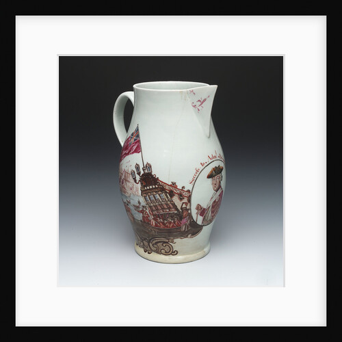 Jug with a portrait of Admiral Edward Boscawen (1711-61) by unknown