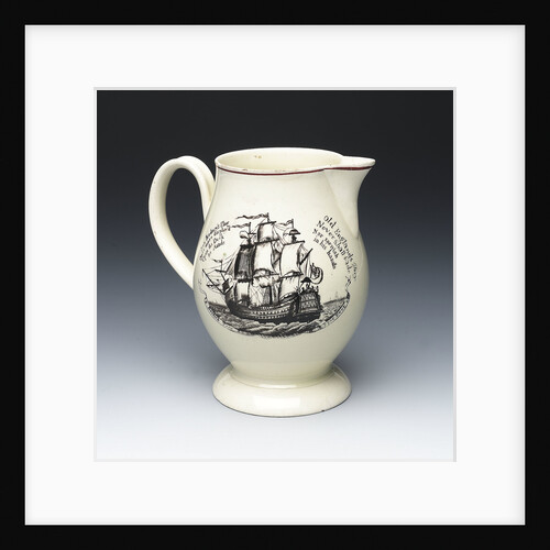 Jug with a portrait of Admiral Sir George Brydges Rodney (1719-1792) by John Aynsley & Sons Ltd.