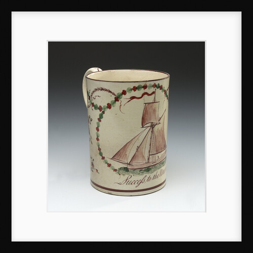 Creamware wedding tankard by unknown