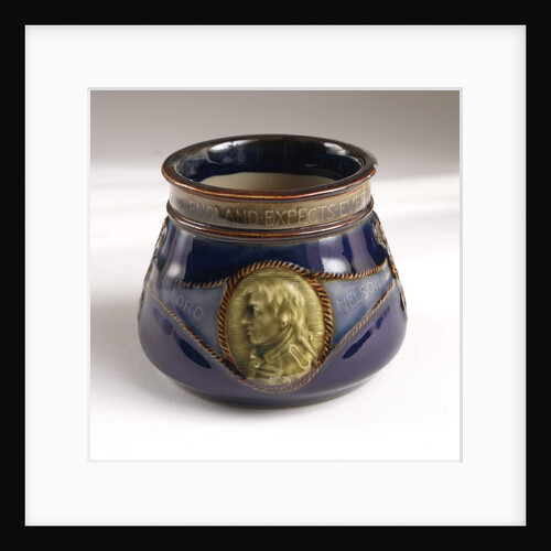 Sugar bowl commemorating the Trafalgar centenary by Doulton & Co. Ltd.