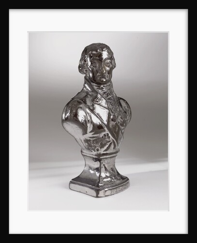 Brown earthenware bust with a silver lustre glaze depicting Vice-Admiral Horatio Nelson (1758-1805) by Doulton & Co. Ltd.