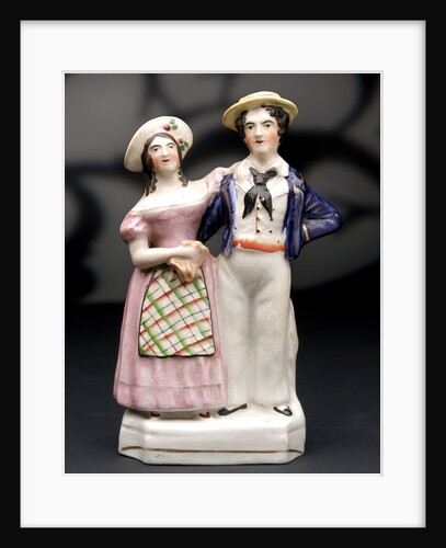 Earthenware figure group depicting a sailor and lass by unknown
