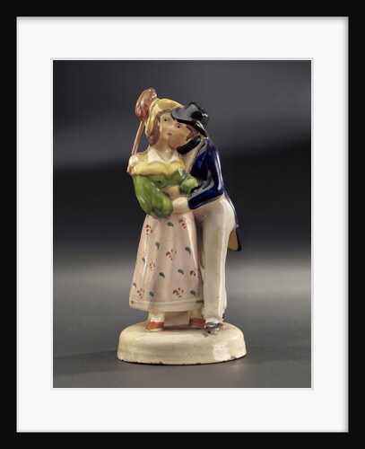 Earthenware figure group: a sailor, newly ashore, embraces his comely lass by unknown