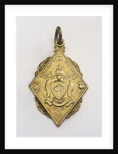 Flat, gilt metal diamond-shaped pendant by unknown