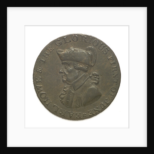 Emsworth halfpenny token commemorating Admiral of the Fleet Richard Howe (1726-1799) and the Glorious First of June, 1794; obverse by T. Wyon