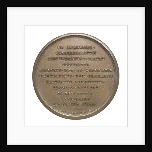 Commemorative medal depicting Duke of Wellington (1769-1852), Chancellor of Oxford University 1834; reverse by T. Webb