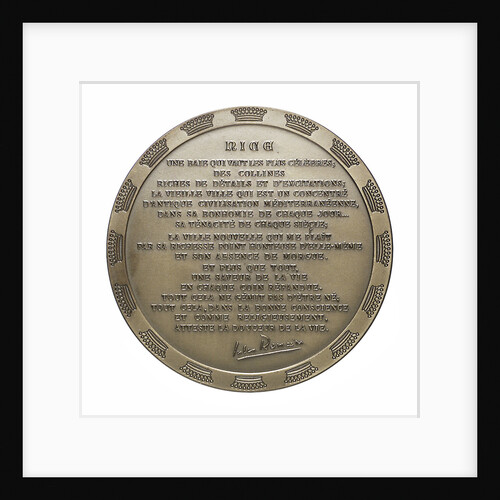 City of Nice Medal of Honour; reverse by Jules Romains