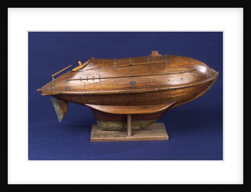 Full hull model, life-saving capsule, starboard broadside by R. F. Wells