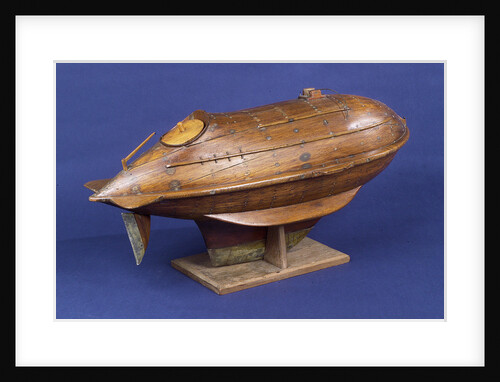 Full hull model, life-saving capsule, starboard stern quarter by R. F. Wells