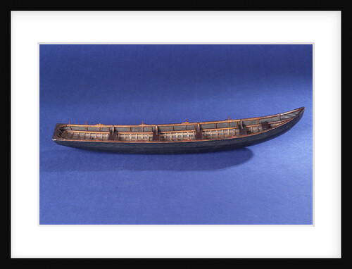 Four man rowing curragh, starboard broadside by unknown