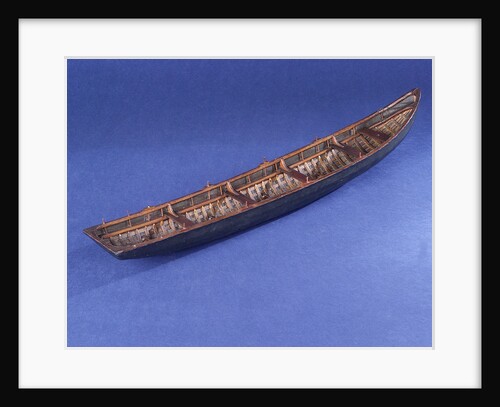 Four man rowing curragh, starboard stern quarter by unknown