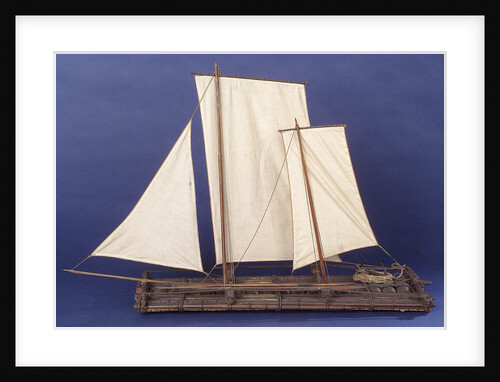 Full hull model, sailing liferaft, port broadside by unknown