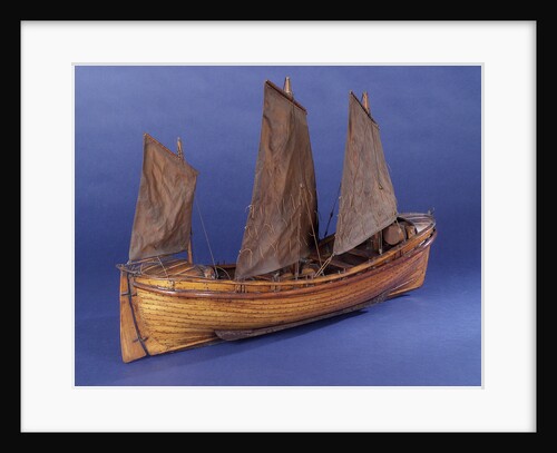 Full hull model, sailing lifeboat, starboard stern quarter by unknown
