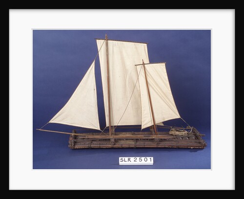 Full hull model, sailing liferaft, port broadside by unknown