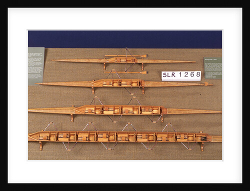 Full hull model, racing pair shell, port broadside by Unknown