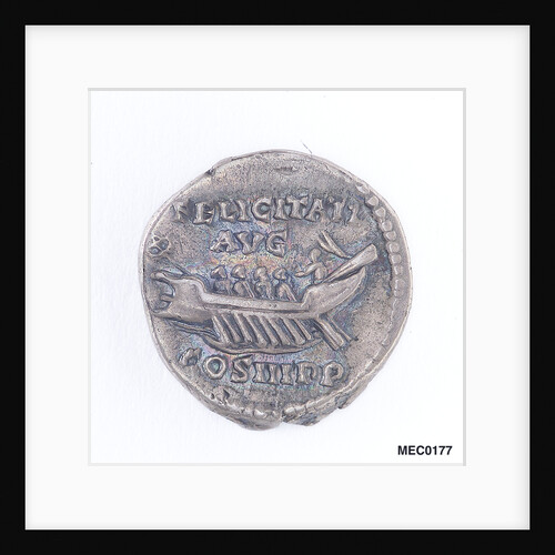 Classical coin depicting Emperor Hadrian and a Roman galley by unknown