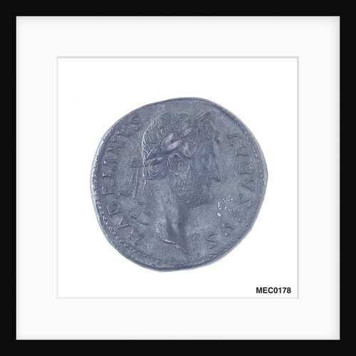 Classical coin depicting Emperor Hadrian and a Roman galley by unknown