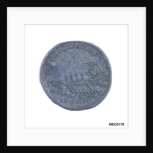 Classical coin depicting Emperor Hadrian and a Roman galley by unknown