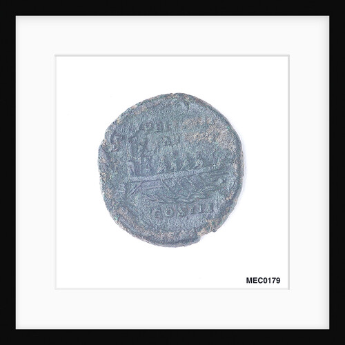 Classical coin depicting Emperor Marcus Aurelius and a Roman galley by unknown
