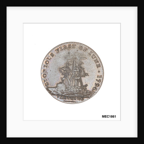 Farthing token commemorating Admiral of the Fleet Richard Howe (1726-1799) and the Glorious First of June, 1794 by T. Wyon