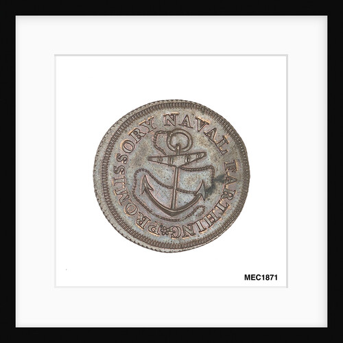 Promissory naval farthing token commemorating John Jervis, Earl St Vincent (1735-1823) by T. Wyon