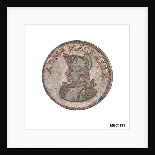 Promissory naval farthing token commemorating Admiral John MacBride by T. Wyon