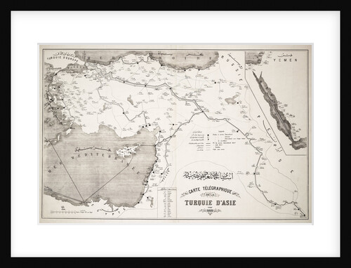 Map of Turkey showing telegraph cables and stations by Anonymous
