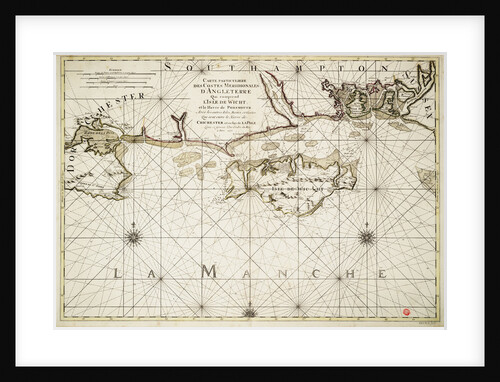 Chart of the English coast, Isle of Wight and Portsmouth harbour by Alexis Hubert Jaillot