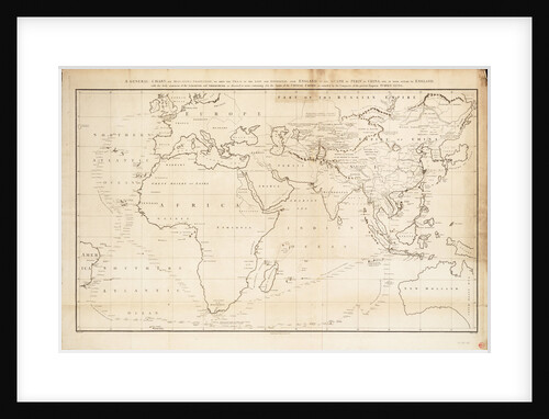 A general chart on Mercators projection to show the track of the 'Lion' and 'Hindostan' from England to the Gulph of Pekin in China and their return back to England by John Barrow
