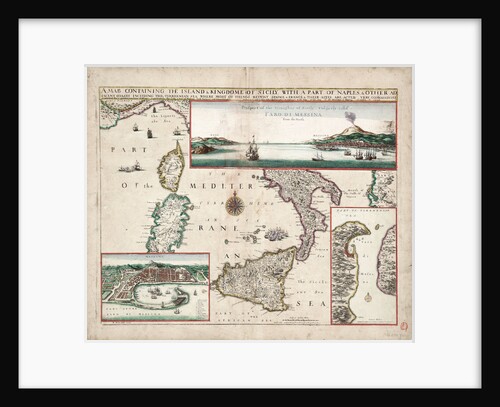 Map containing the island and kingdom of Sicily, with a part of Naples, and other adjacent coasts including the Tyrrhenean Sea by John Seller