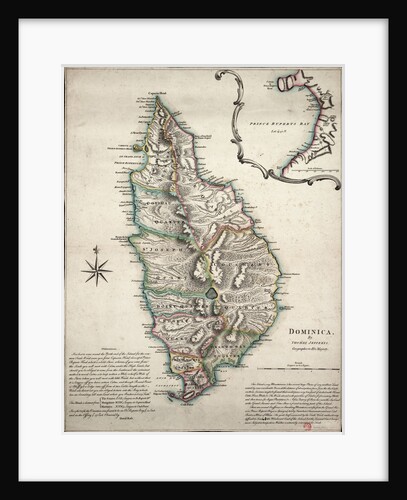 Colour map of Dominica with detailed geographical observations by Thomas Jeffereys