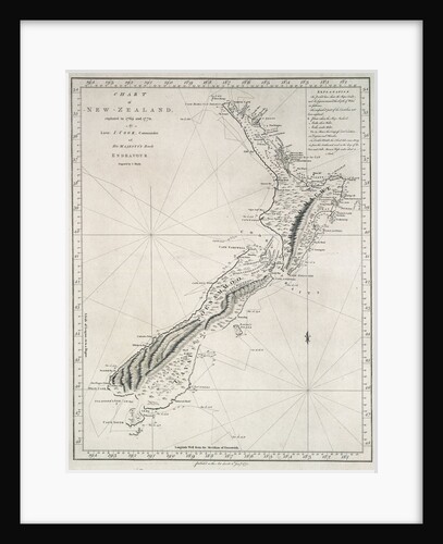 Chart of New Zealand, explored in 1769 and 1770 by Lieutenant J.Cook, Commander of His Majesty's Bark Endeavour by James Cook