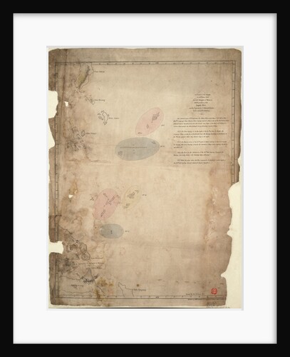 A chart of the islands in the China Sea near the Straits of Malacca with the positions of the English fleet and the squadron of Admiral Linois on the 14 & 15th February 1804 by William Daniell