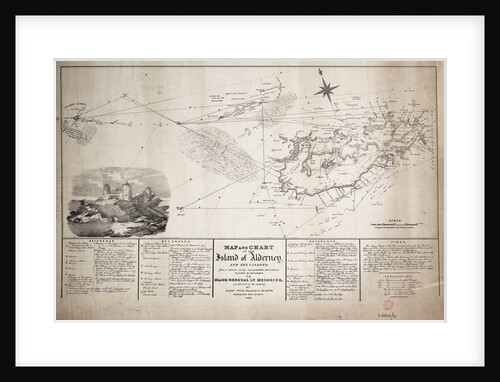 Map and chart of the Island of Alderney and the Caskets by James Wyld