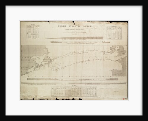 North Atlantic Ocean Chart showing deep sea soundings and tracks of telegraph cables by Malby