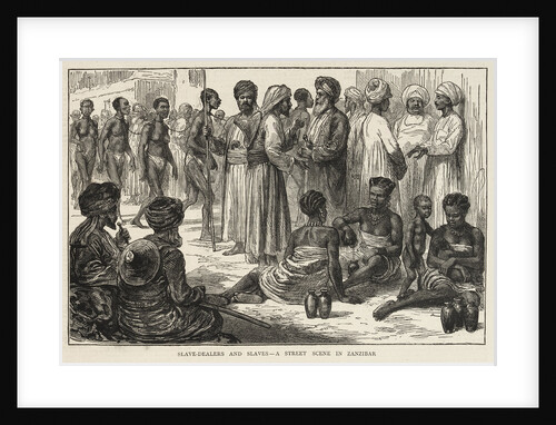Slave dealers and slaves, a street scene in Zanzibar by unknown