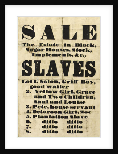 Slave sale poster by Unknown