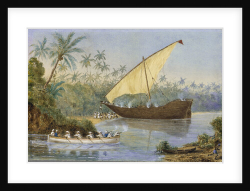 HMS 'London' chasing a slaving dhow near Zanzibar by Robert O'Donelan Ross-Lewin