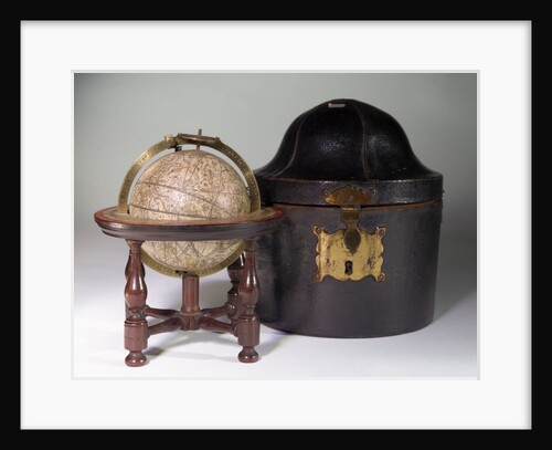 Sphere on stand, beside case by James Ferguson